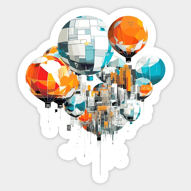 Air Ballon Discovery Travel Landscape Beauty Skyline Sticker by Cubebox